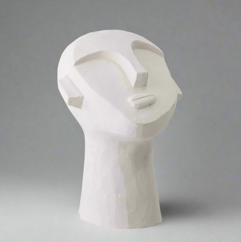 Indo Abstract Face Statue White