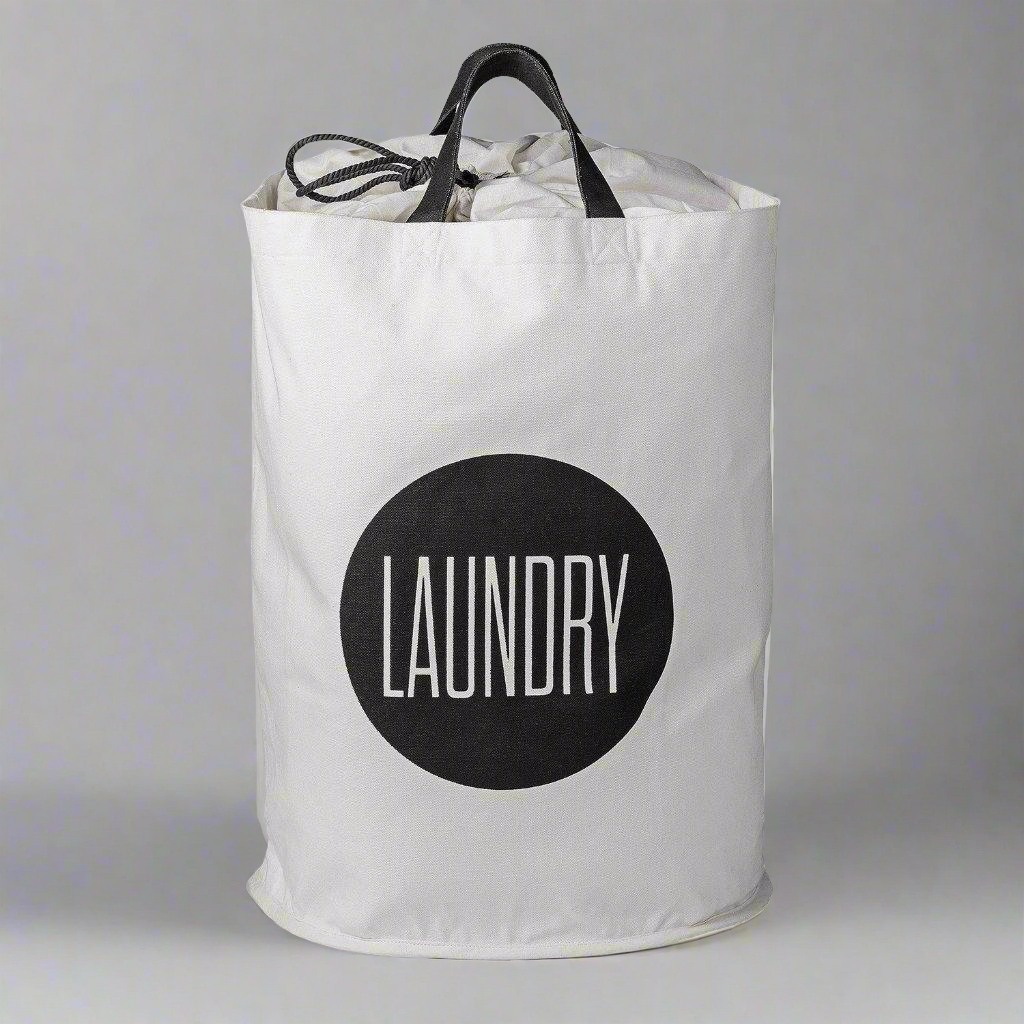 Collapsable Laundry Bag - Natural/Black