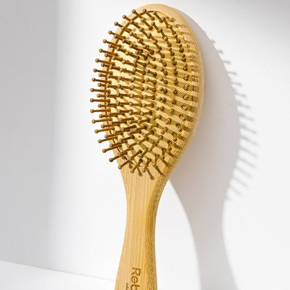 Bamboo Paddle Hairbrush Round Head