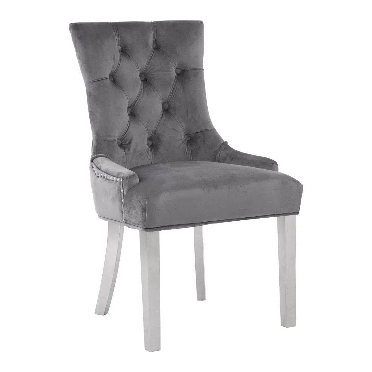 Beaumonde Home Berkeley Grey Velvet Dining Chair-Beaumonde