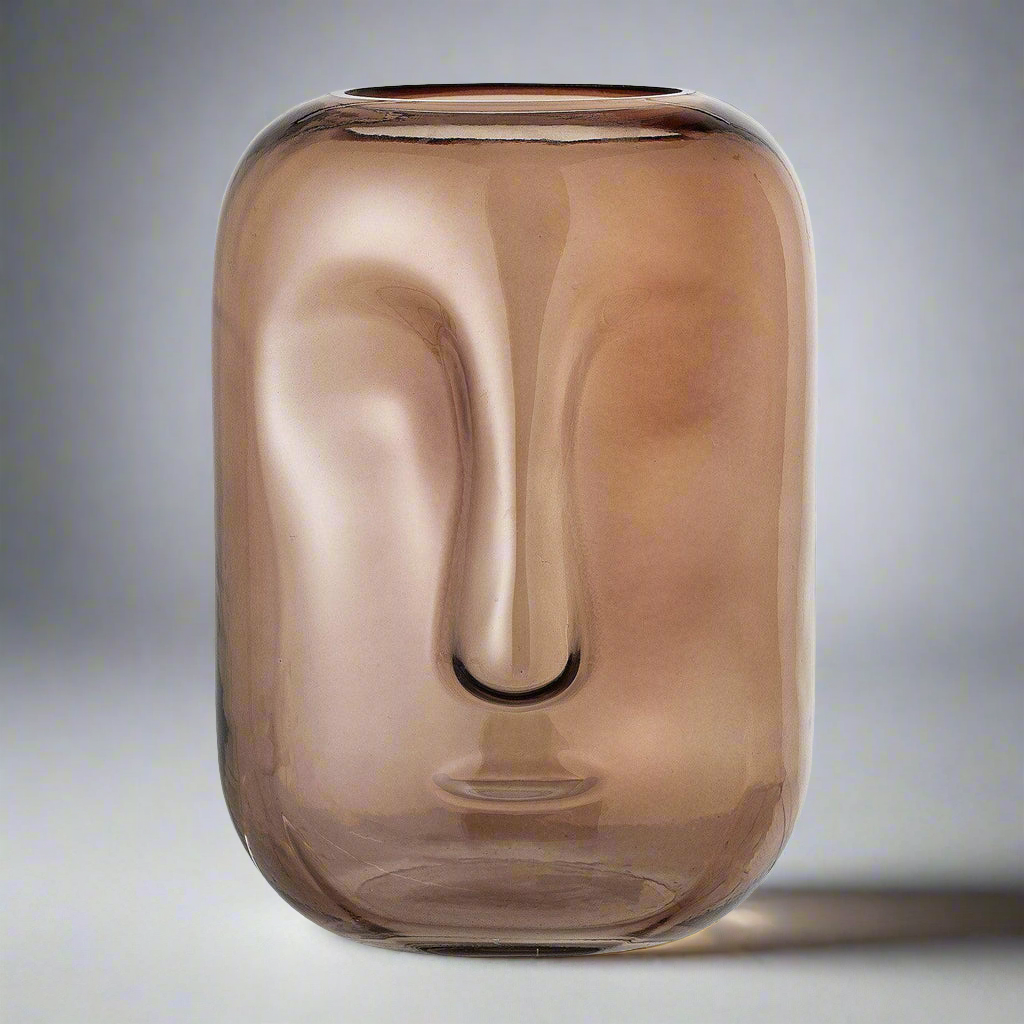 Face Glass Vase - Brown