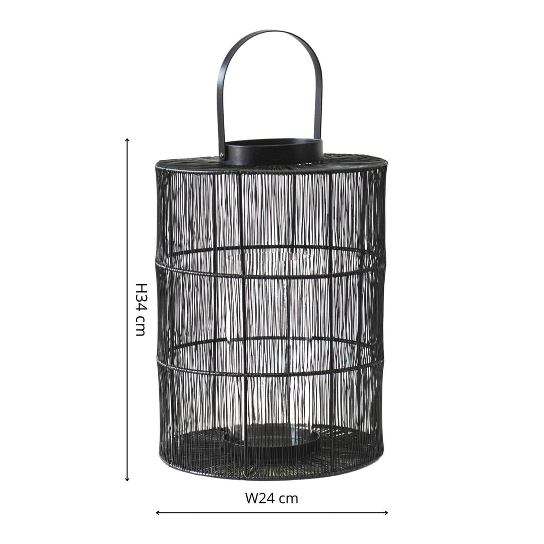 Portofino Wirework Lantern with Glass Insert Black