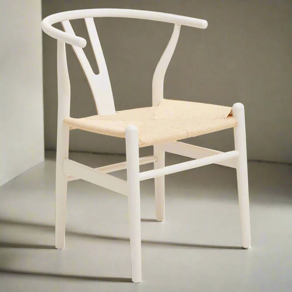 Beaumonde Home Avignon Wishbone Antique White Chair-Beaumonde