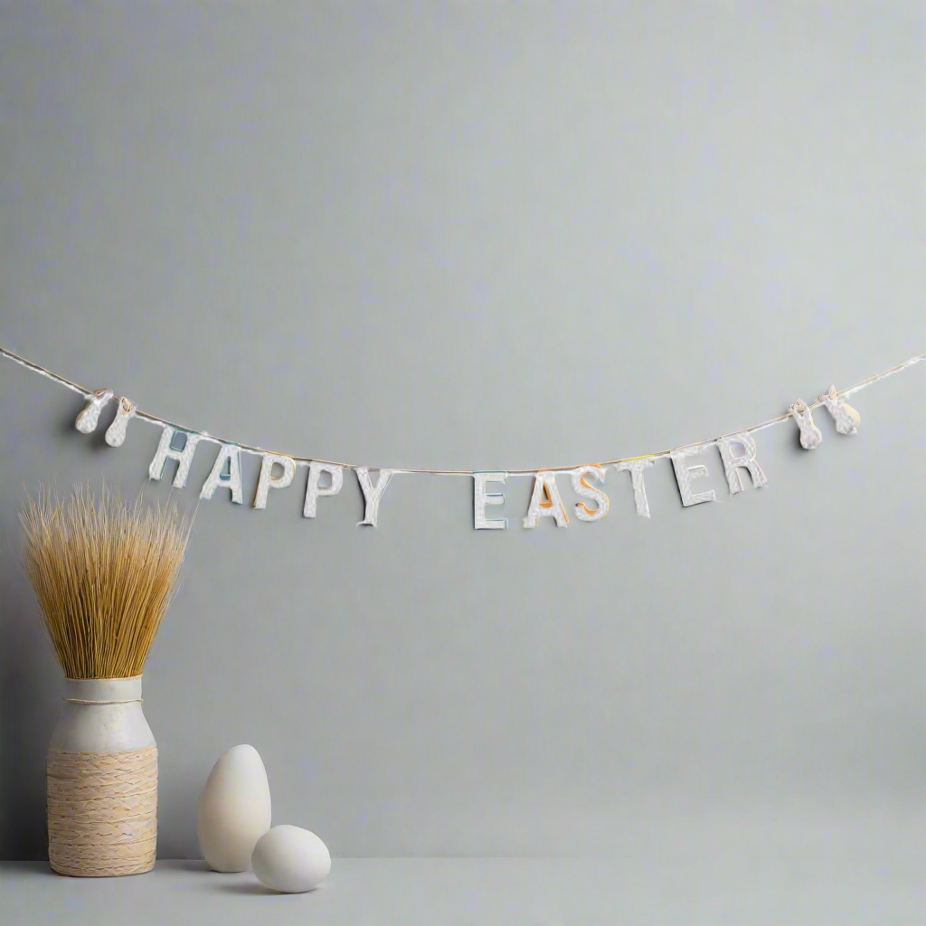 Happy Easter White Bunny Garland