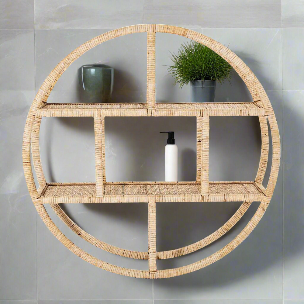 Bamboo Round Floating Wall Shelf