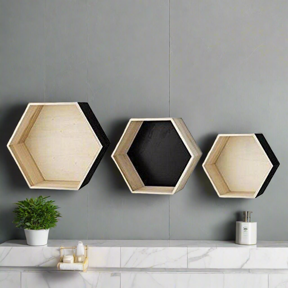 Neo Hexagonal Floating Wall Shelf