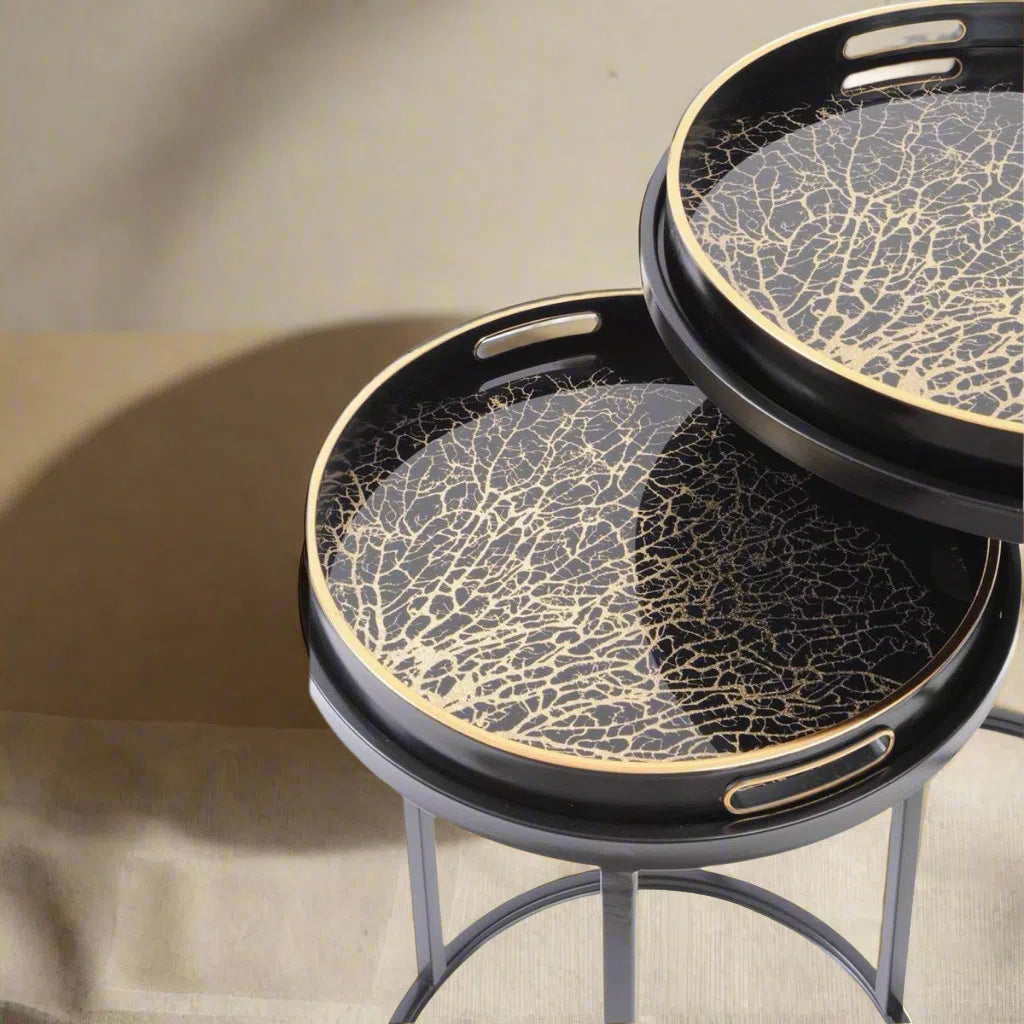 Beaumonde Home Coral Reef Design Set of Two Side Tables-Beaumonde