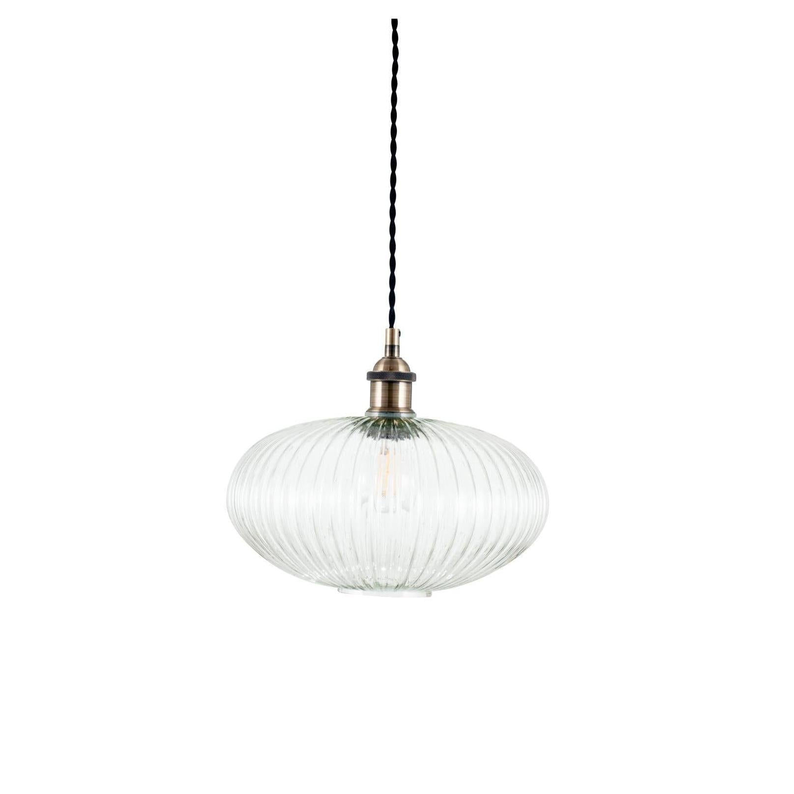 Beau&Co Elin Clear Ribbed Glass Oval Pendant