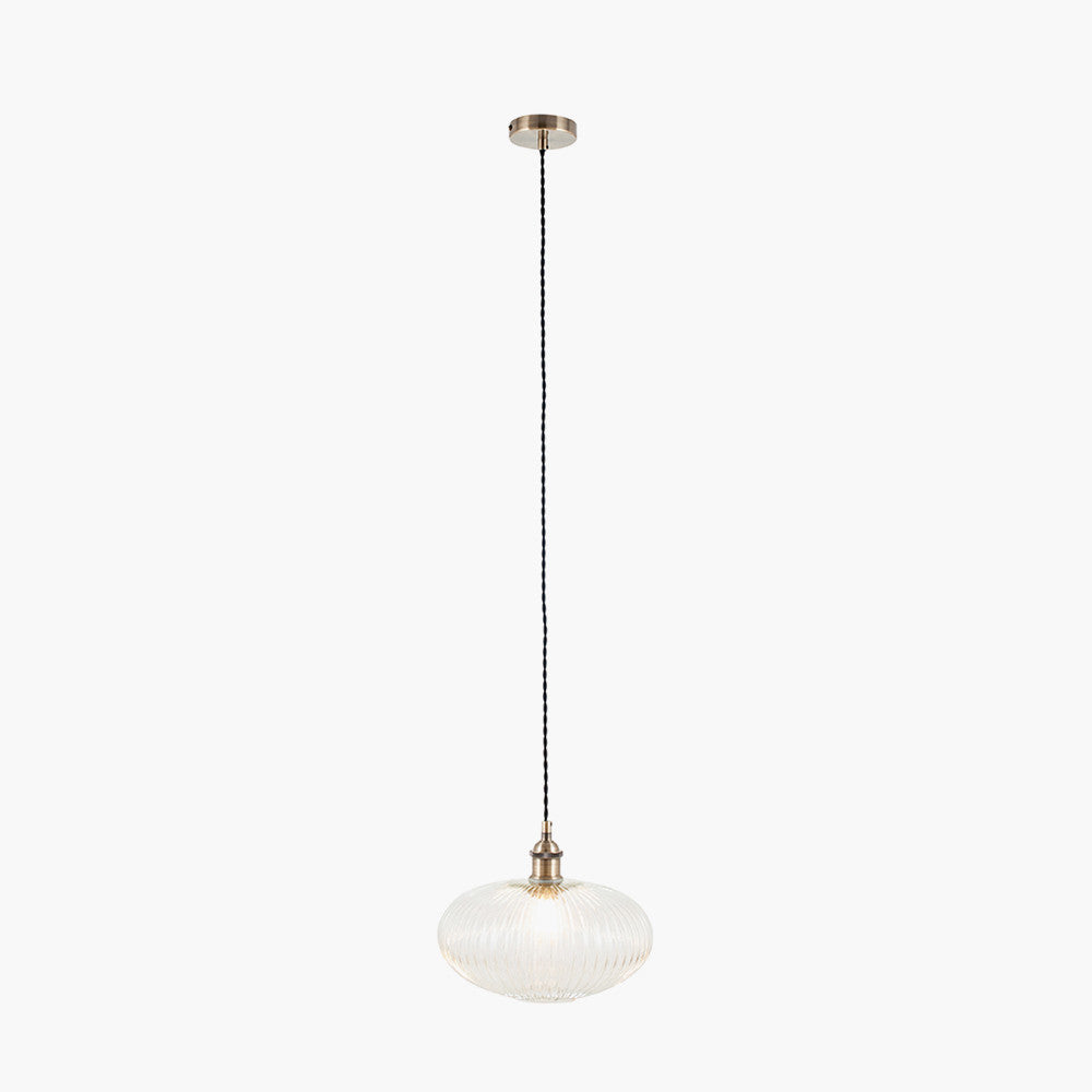Beau&Co Elin Clear Ribbed Glass Oval Pendant