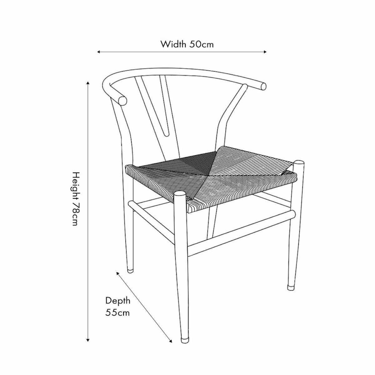 Beau&Co Leif Natural Beech Wood and Natural Paper Rope Dining Chair