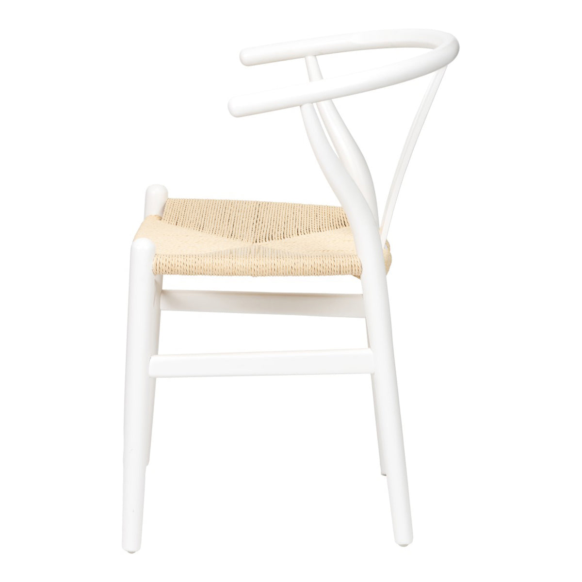 Beau&Co Leif White Beech Wood and Natural Paper Rope Dining Chair