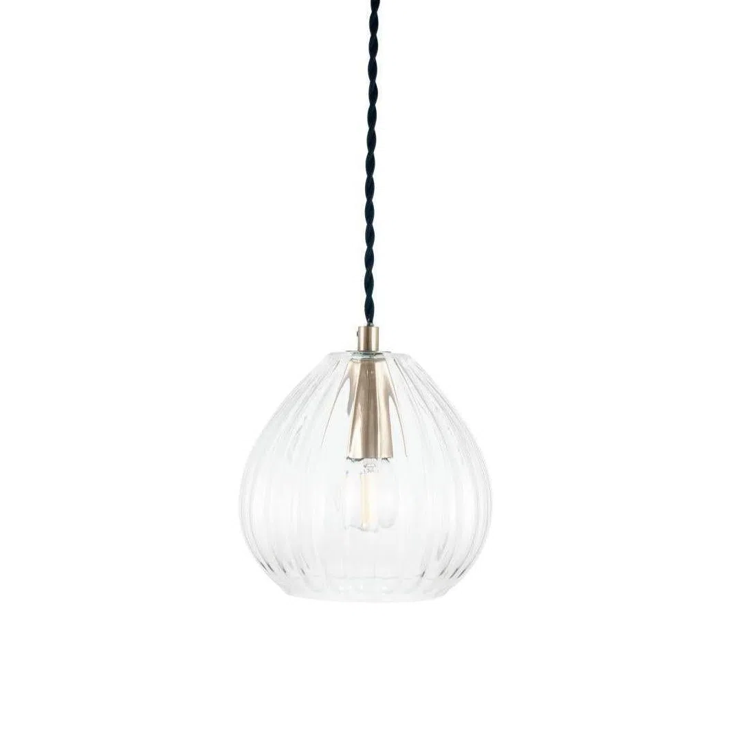 Beau&Co Saga Clear Ribbed Glass Teardrop Pendant