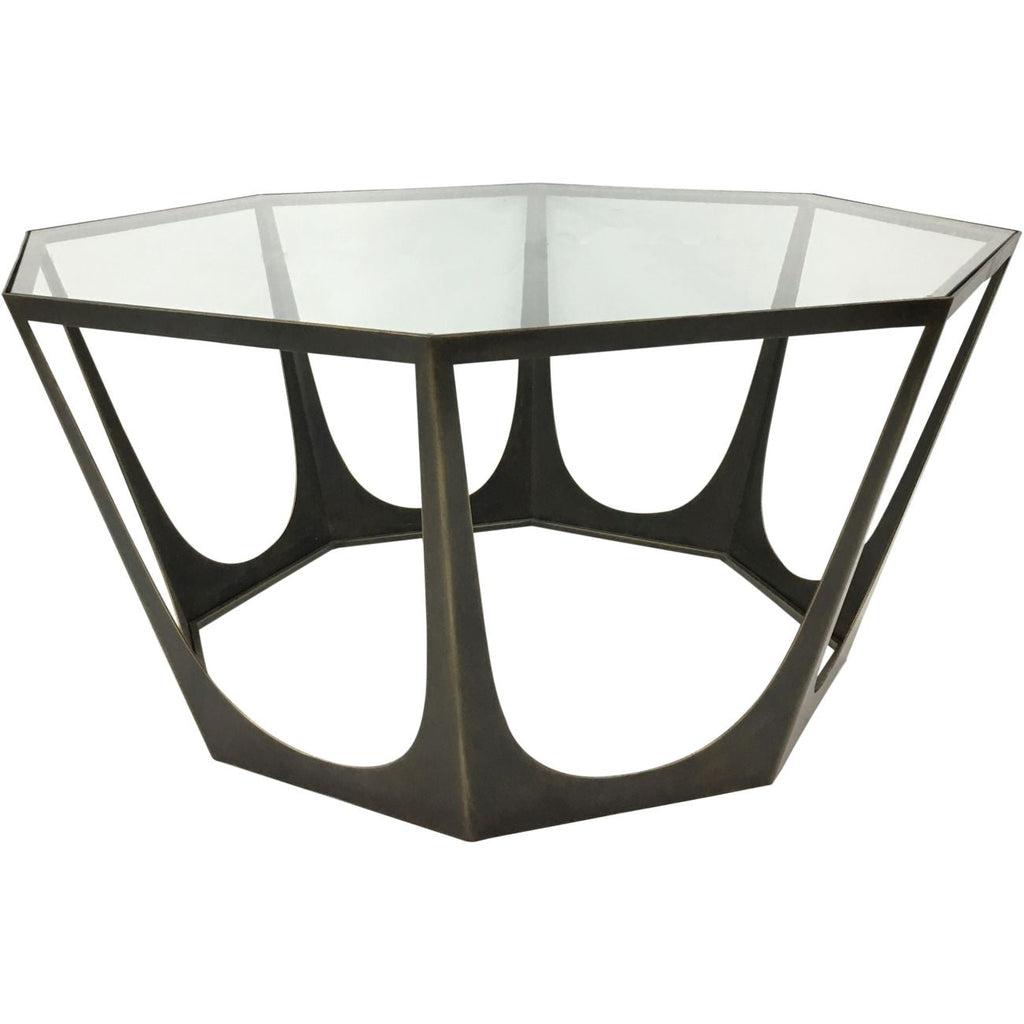 Beaumonde Home Bronze Gilded Octagonal Glass Coffee Table