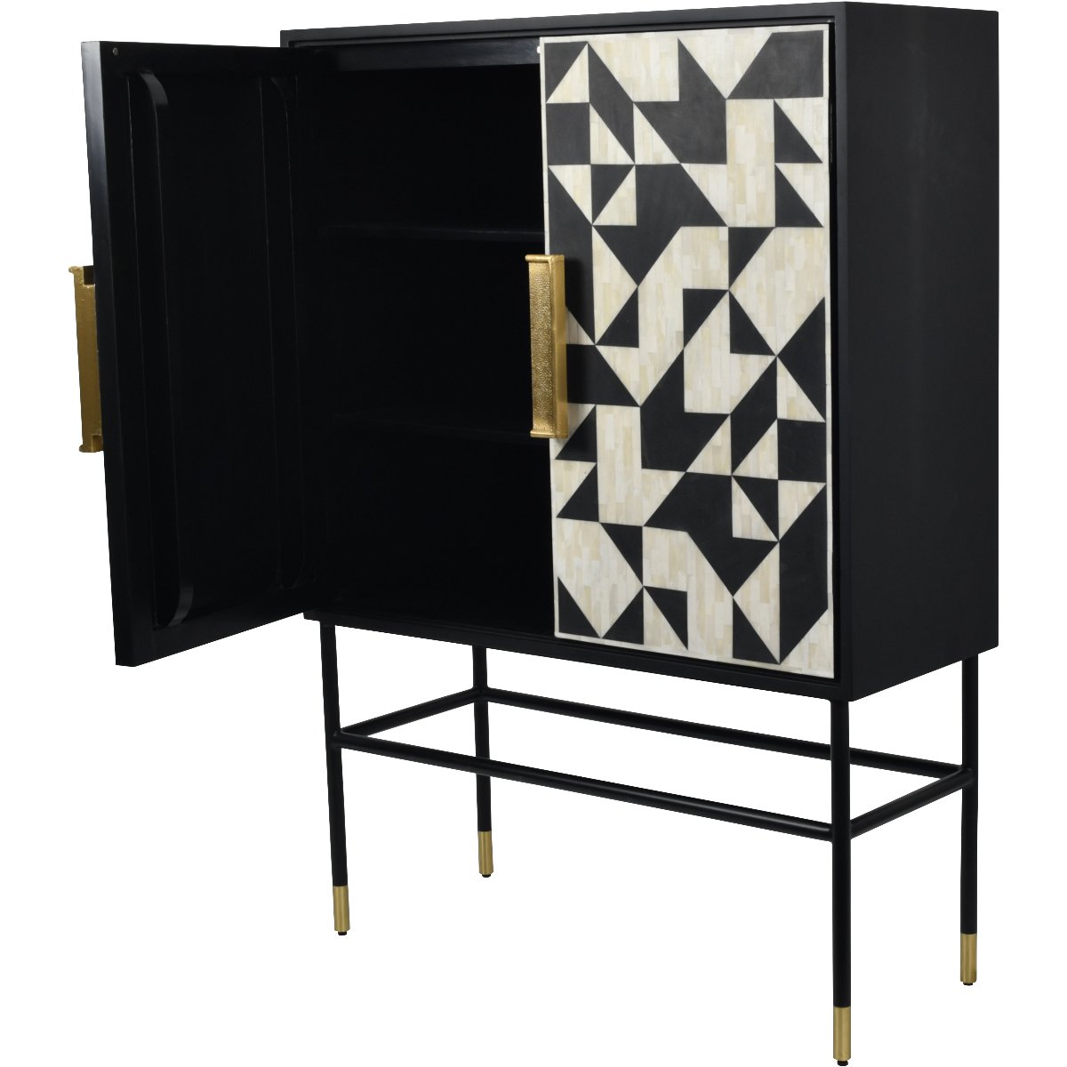 Beaumonde Home Chequers Bone Inlay Drinks Cabinet