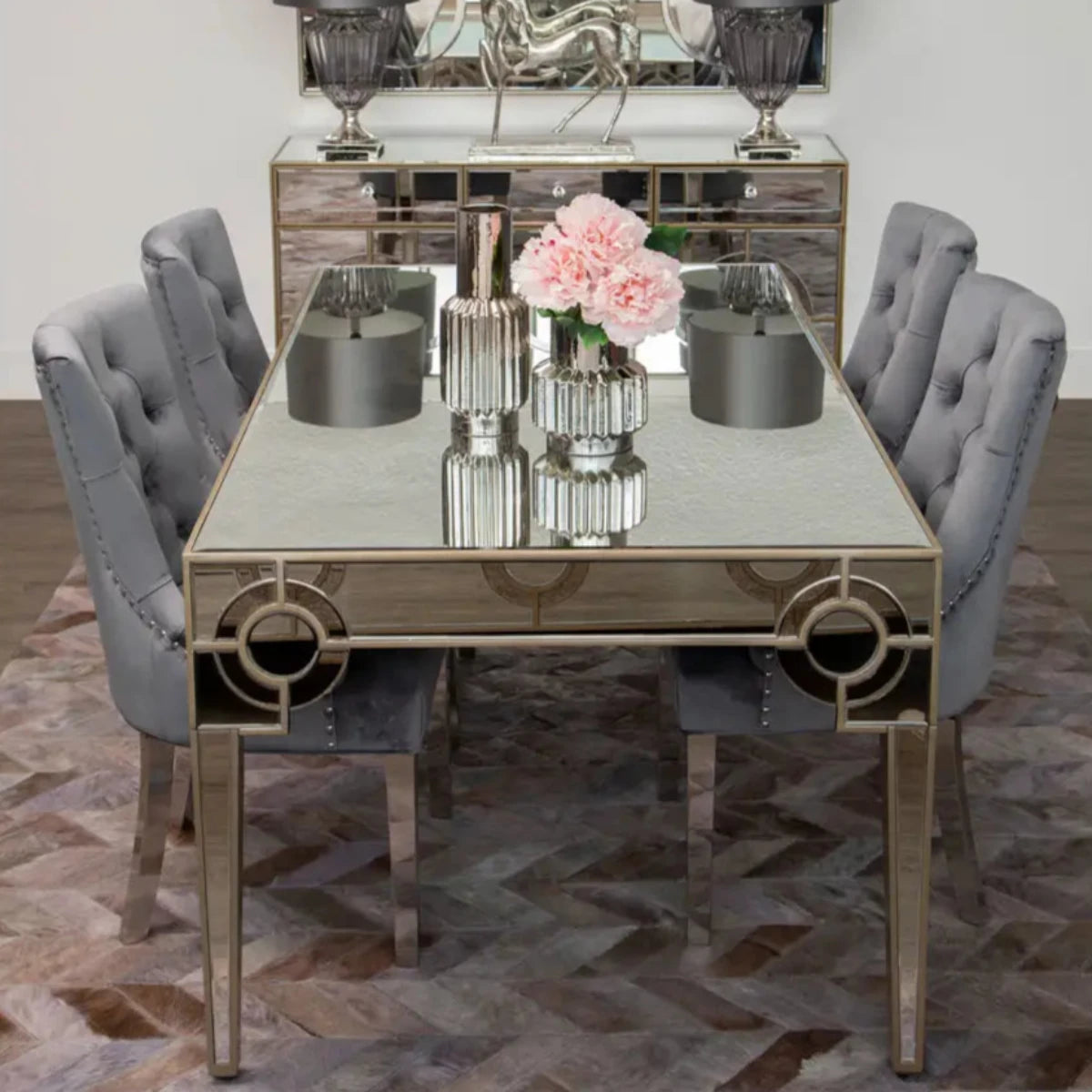 Beaumonde Home Berkeley Grey Velvet Dining Chair-Beaumonde