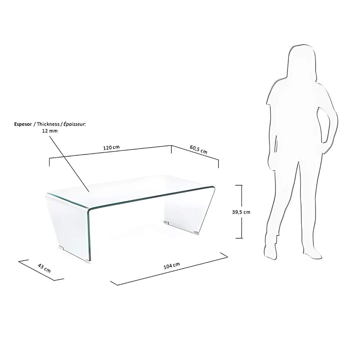 Kave Home Burano Glass Coffee Table 120cm X 60cm-Beaumonde
