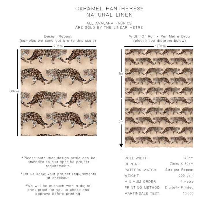 Caramel Pantheress Natural Linen Fabric