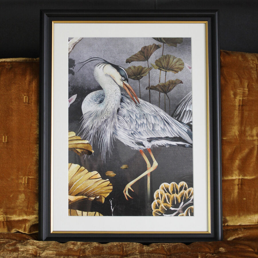 Midnight Crouching Heron Art Print
