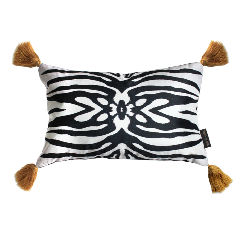 Zebra Tassel Velvet Cushion
