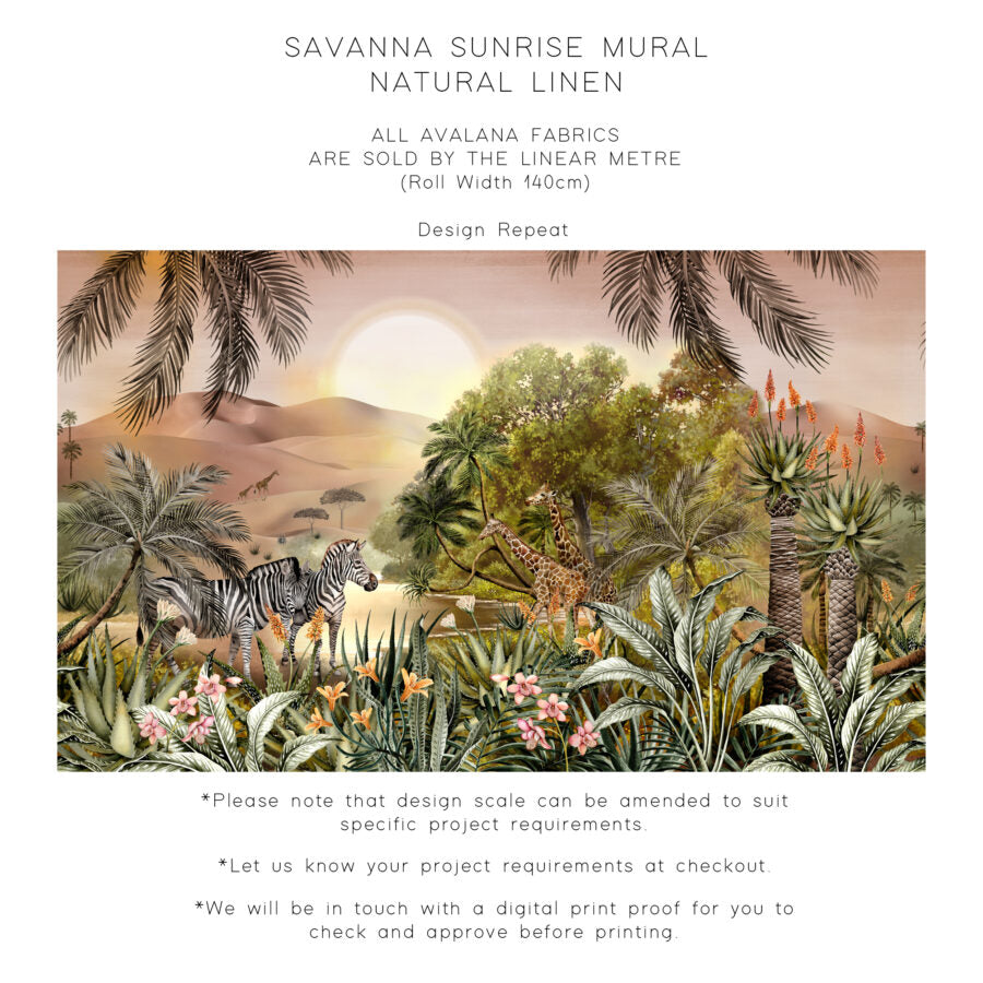 Savanna Sunrise Natural Linen Fabric