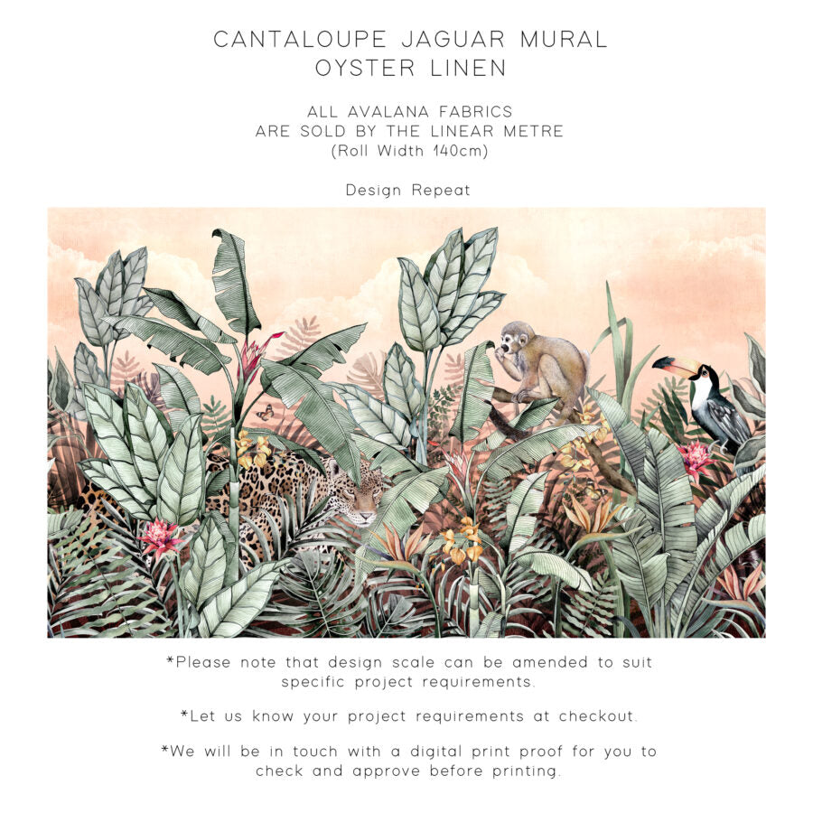 Cantaloupe Jaguar Oyster Linen Fabric