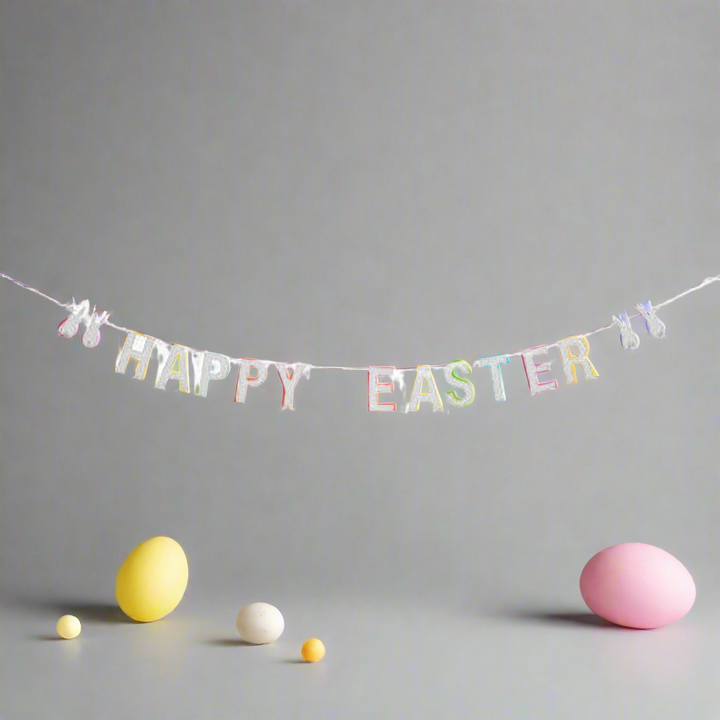 Happy Easter White Bunny Garland