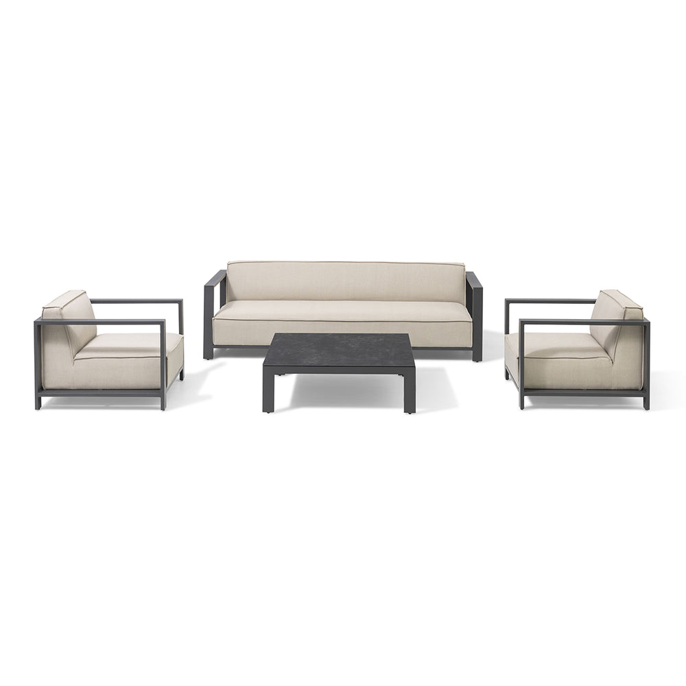 Maze Living Ibiza 3 Seat Sofa Set with Square Coffee Table - Oatmeal-Beaumonde