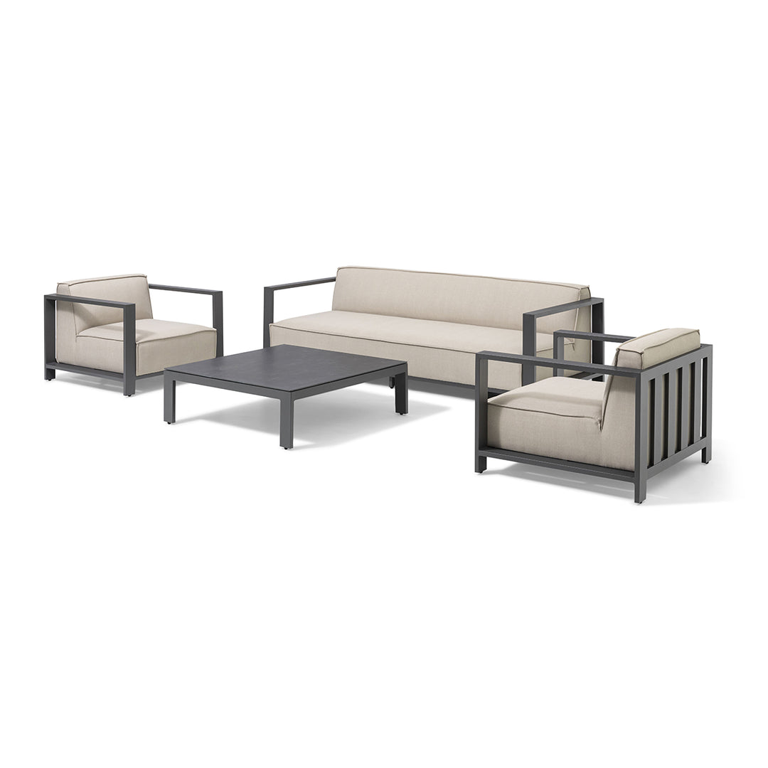 Maze Living Ibiza 3 Seat Sofa Set with Square Coffee Table - Oatmeal-Beaumonde