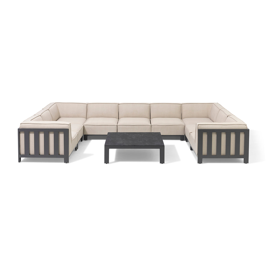 Maze Living Ibiza U Shape Sofa Set with Square Coffee Table - Oatmeal-Beaumonde