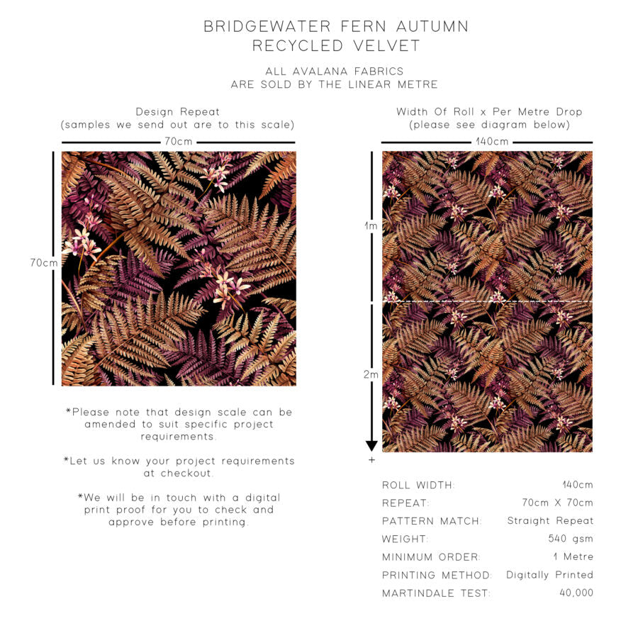 Bridgewater Fern Autumn Recycled Velvet Fabric
