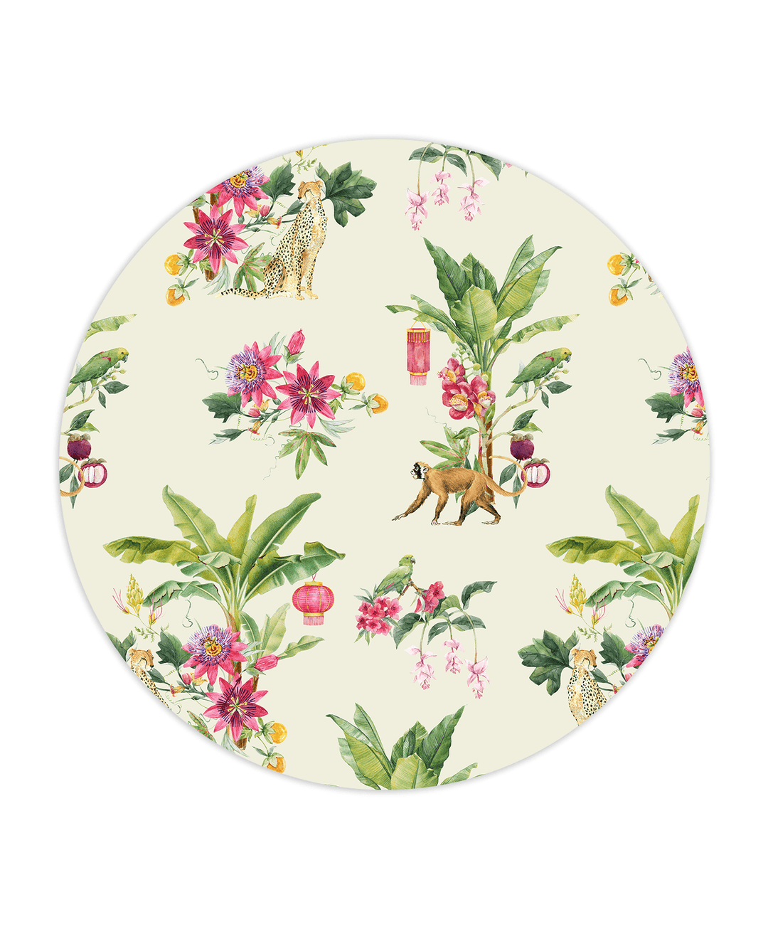 Floral Festival Vanilla Wallpaper Circle Mural