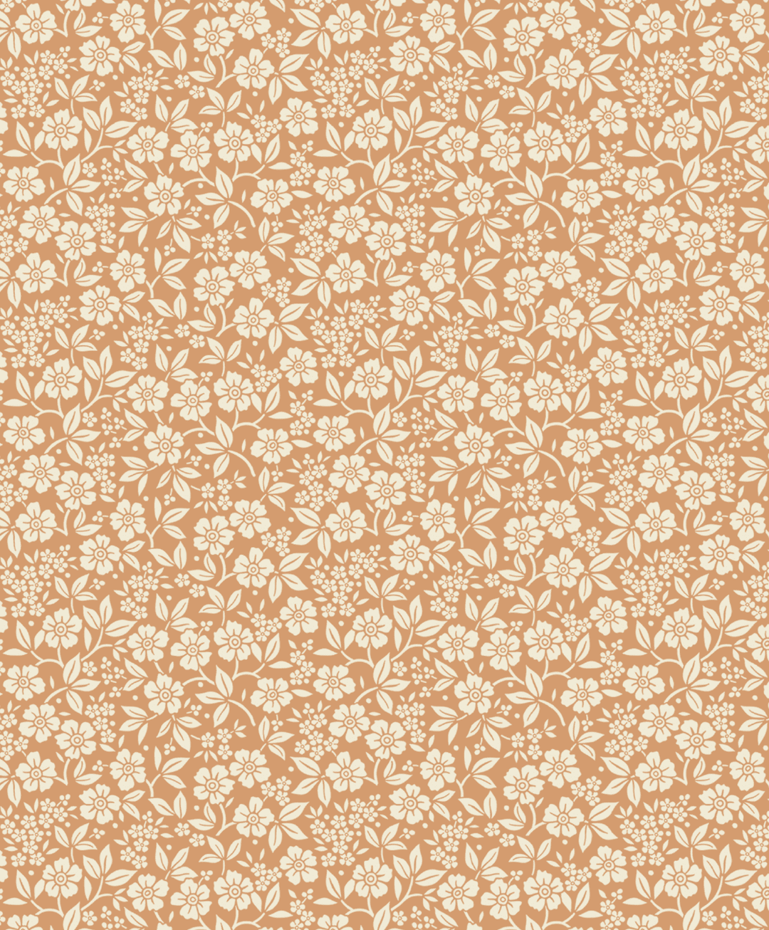 Flower Shower Dusty Orange Repetitive Wallpaper