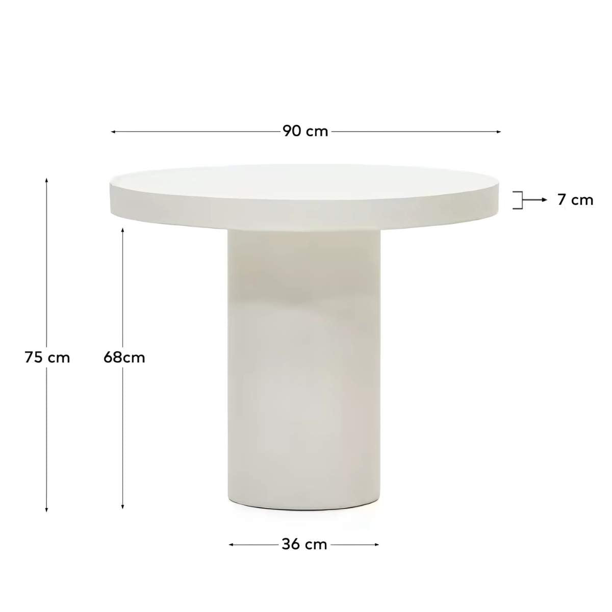 Kave Home Aiguablava Round Table In White Cement-Beaumonde