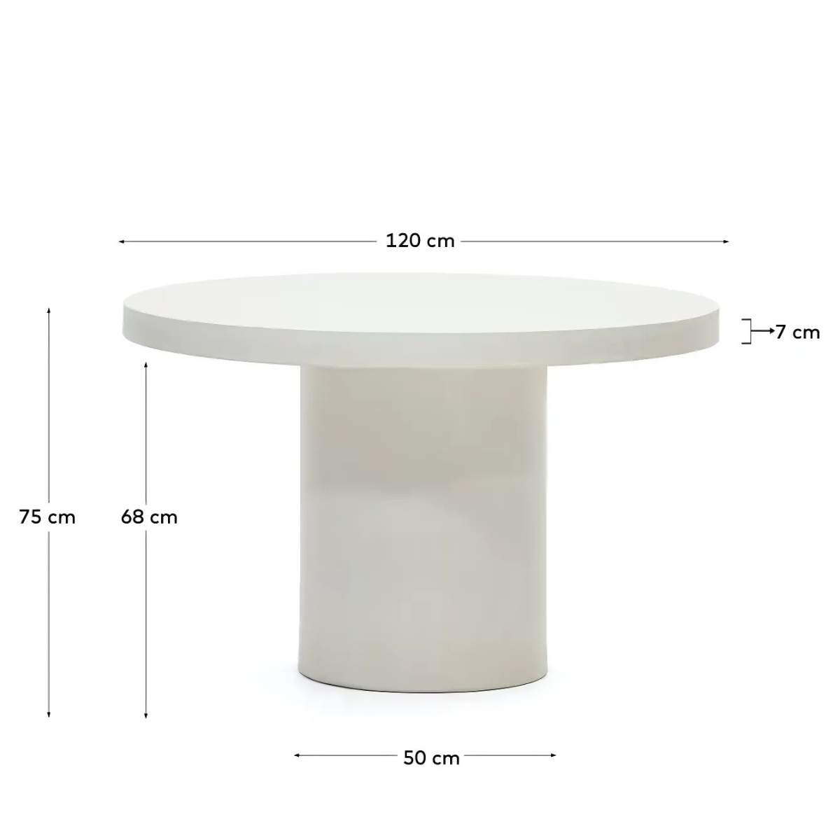 Kave Home Aiguablava Round Table In White Cement-Beaumonde