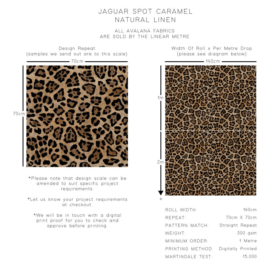 Jaguar Spot Natural Linen Fabric