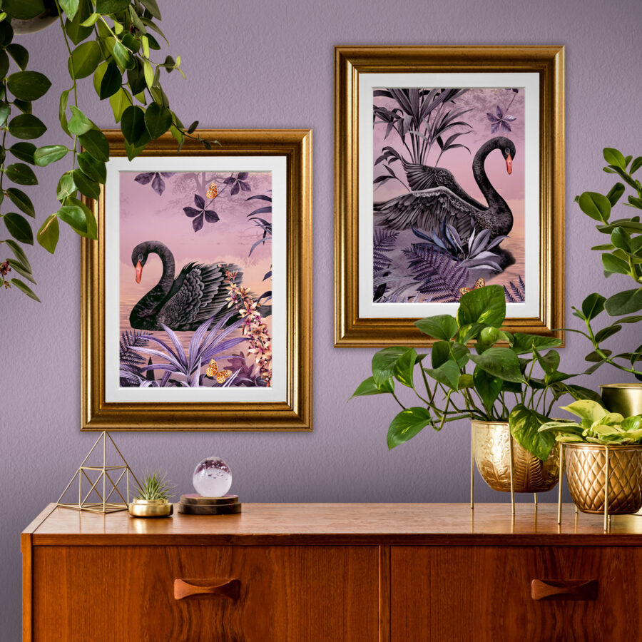 Lilac Nesting Swan Art Print