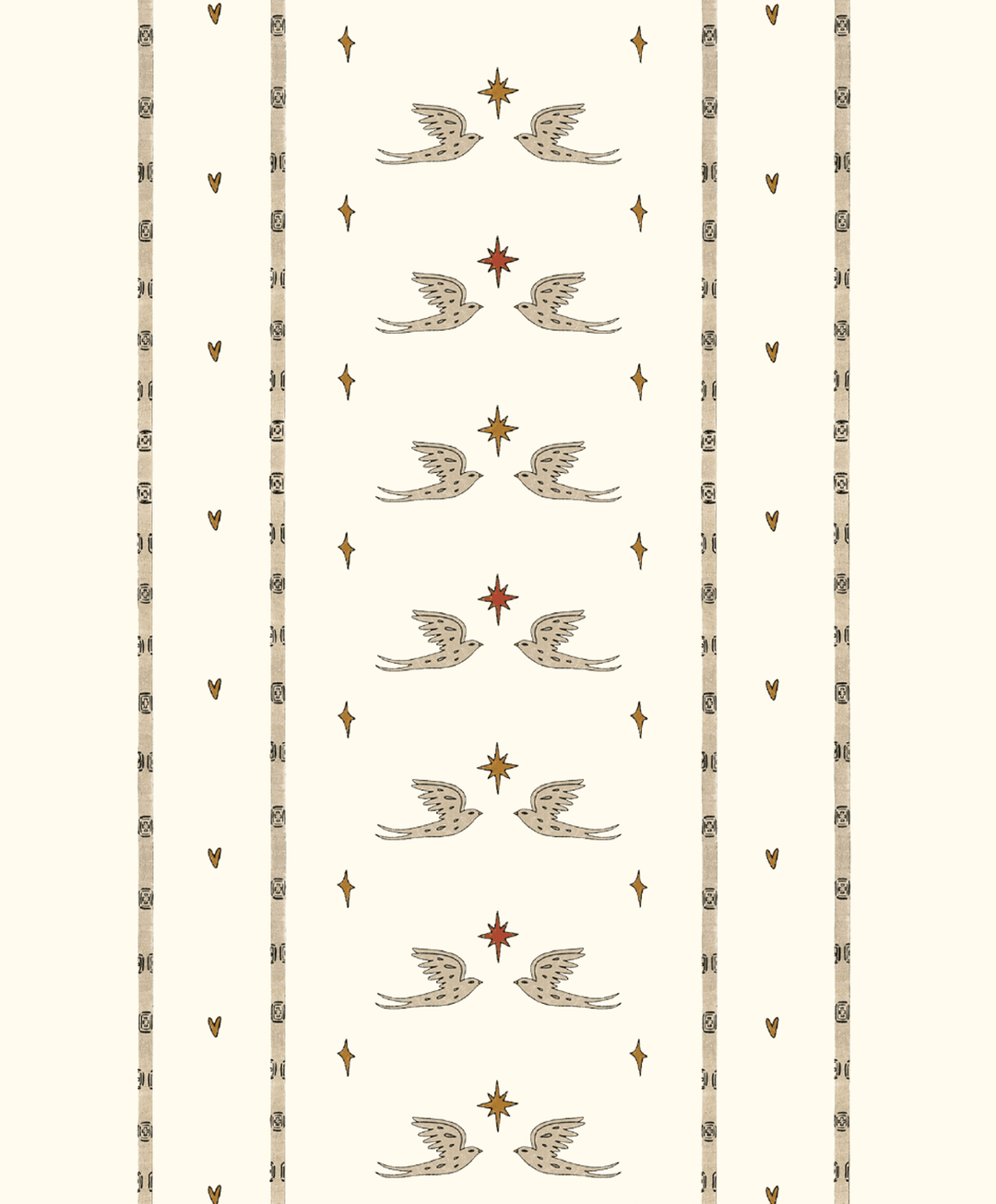 Lucky Pigeon Off-White Repetitive Wallpaper