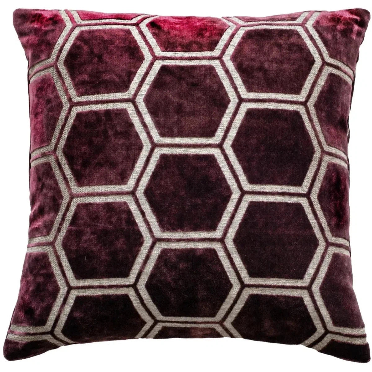 Malini Ivor Hexagon Cushion in Aubergine