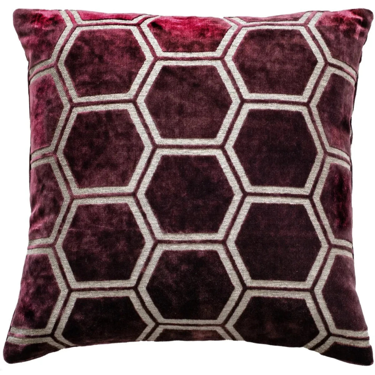 Malini Ivor Hexagon Cushion in Aubergine