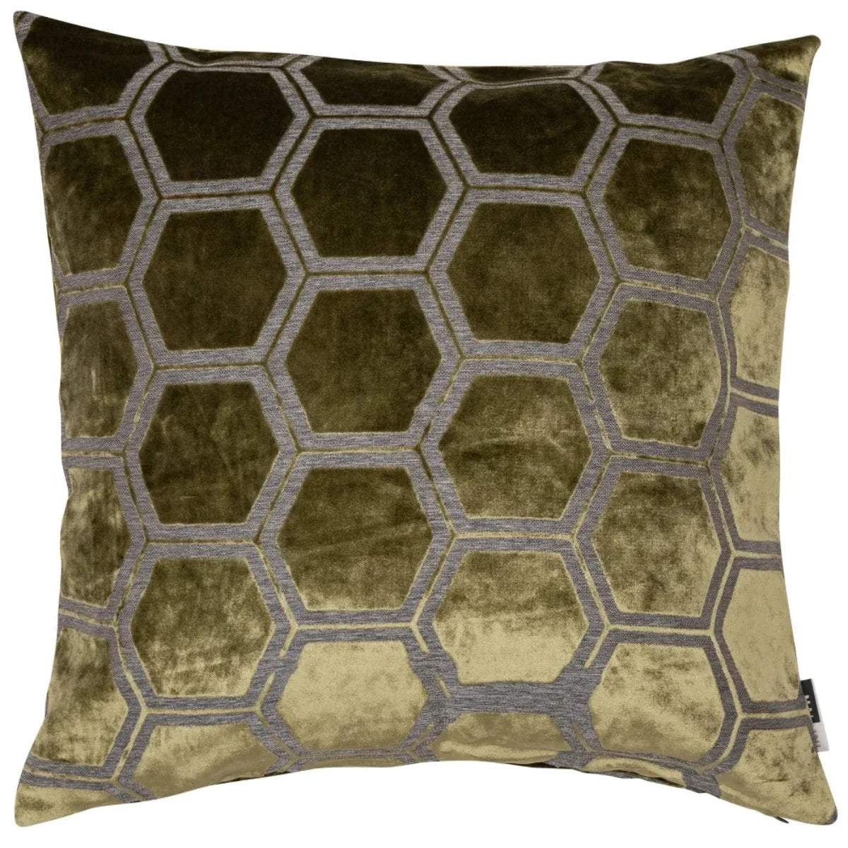Malini Ivor Hexagon Cushion In Olive-Beaumonde