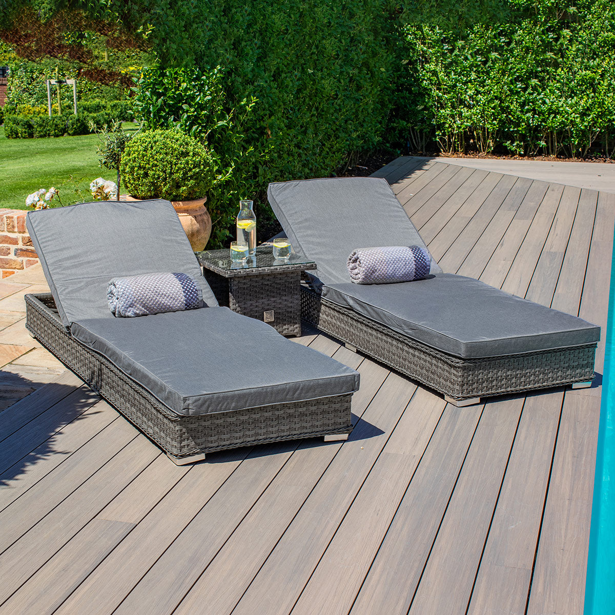 Maze Victoria Sunlounger Set - Grey