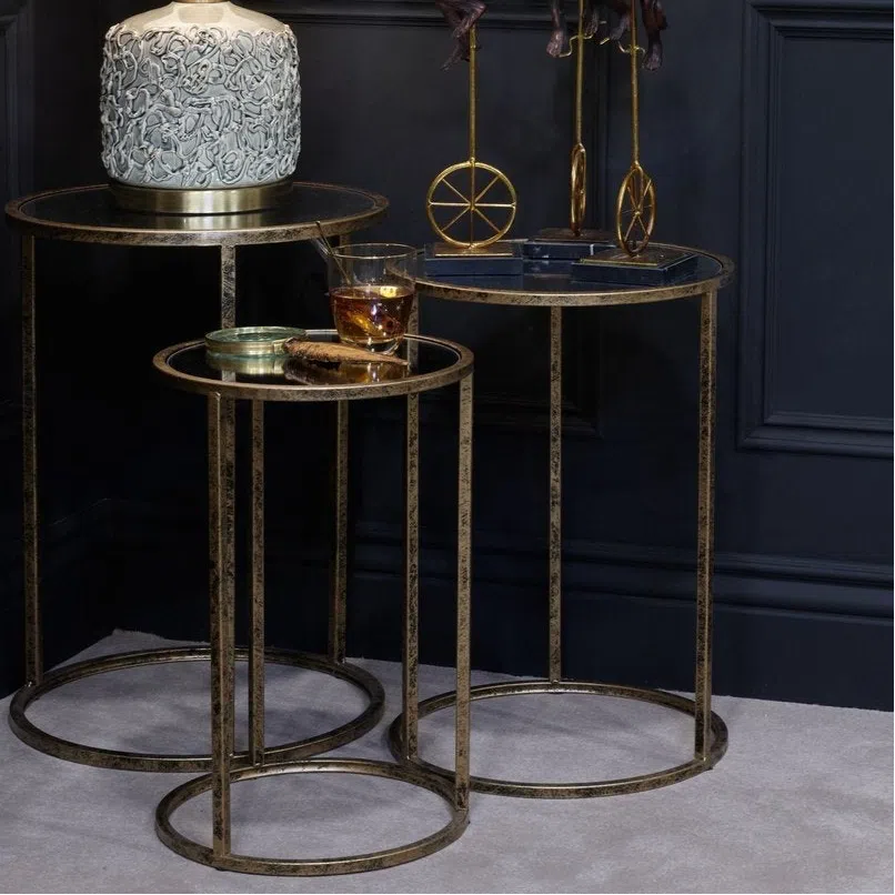Mindy Brownes Mirror Top Nest of Tables Set of 3-Beaumonde