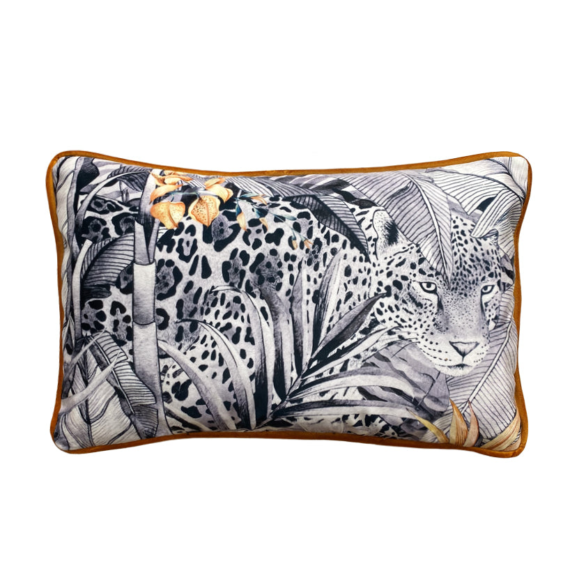 Mono Jaguar Piped Velvet Cushion