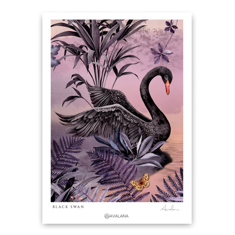 Lilac Nesting Swan Art Print