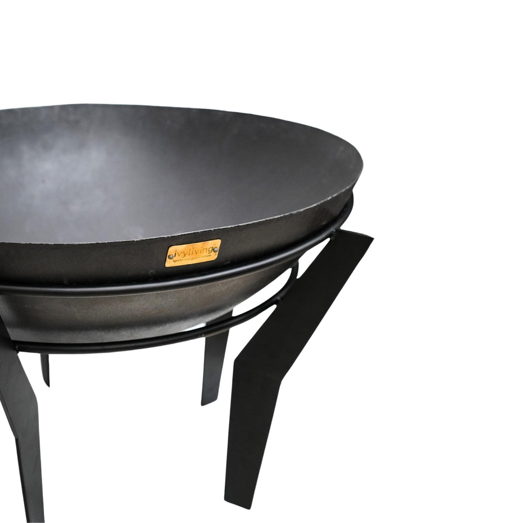 Outdoor Metal Kendal Fire Pit on Stand Black