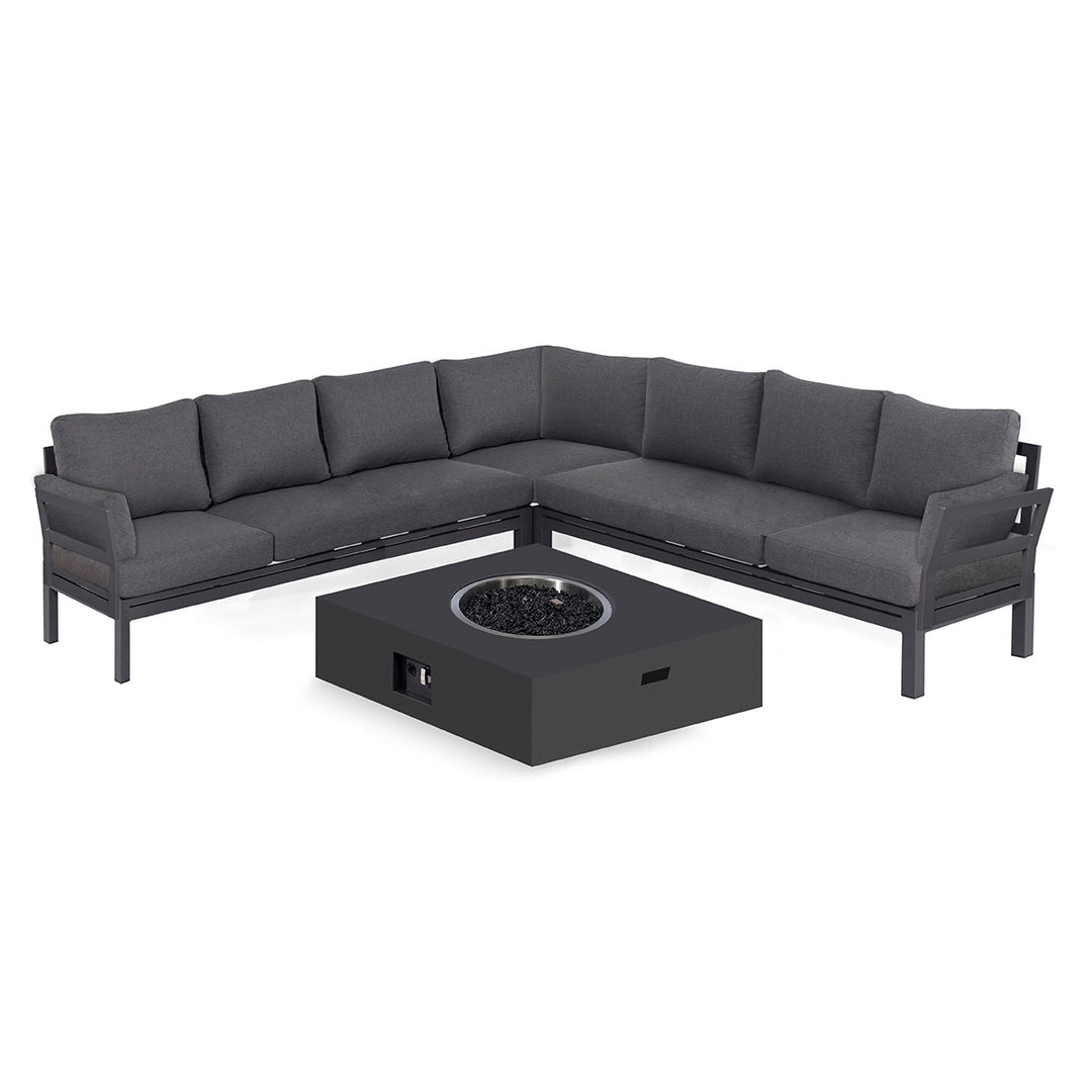 Oslo Large Corner Group with Square Gas Fire Pit Table - Charcoal-Maze Living-Beaumonde