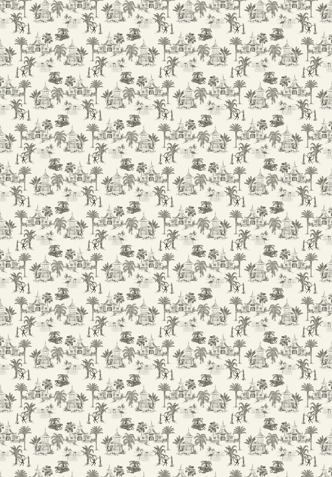 Oriental Teahouse Offwhite Wallpaper Mural