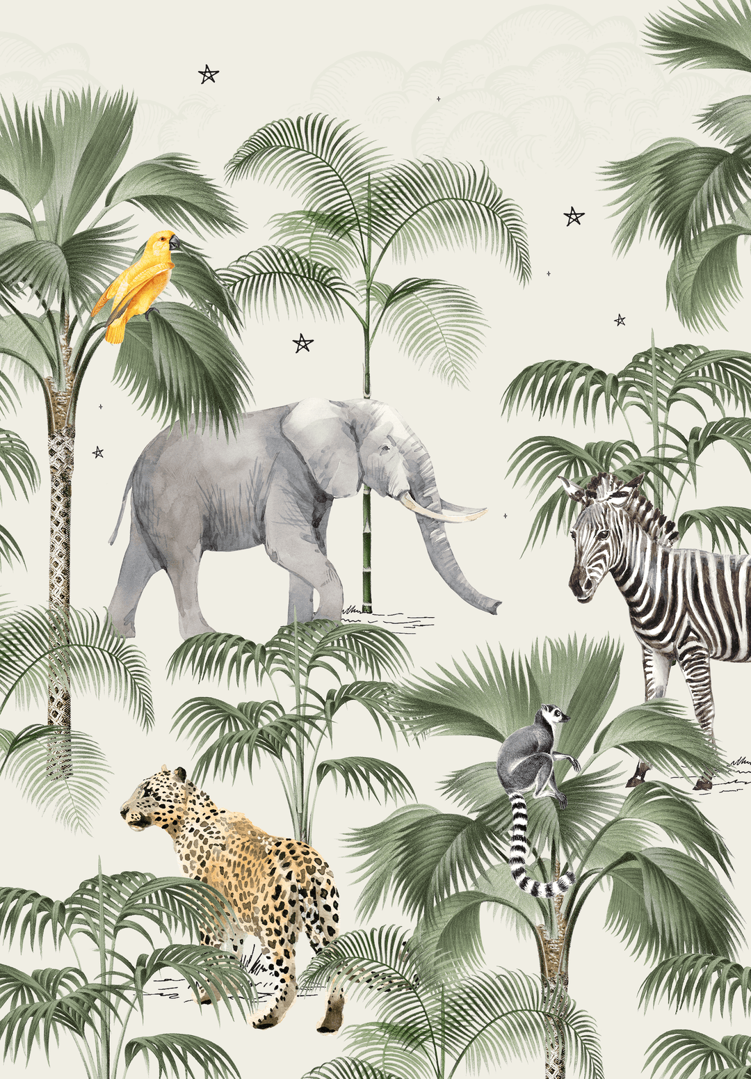Palm Wildlife Wallpaper Mural