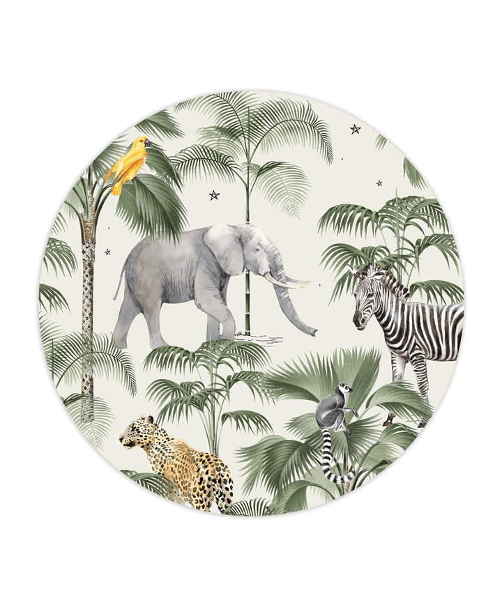 Palm Wildlife Wallpaper Circle Mural