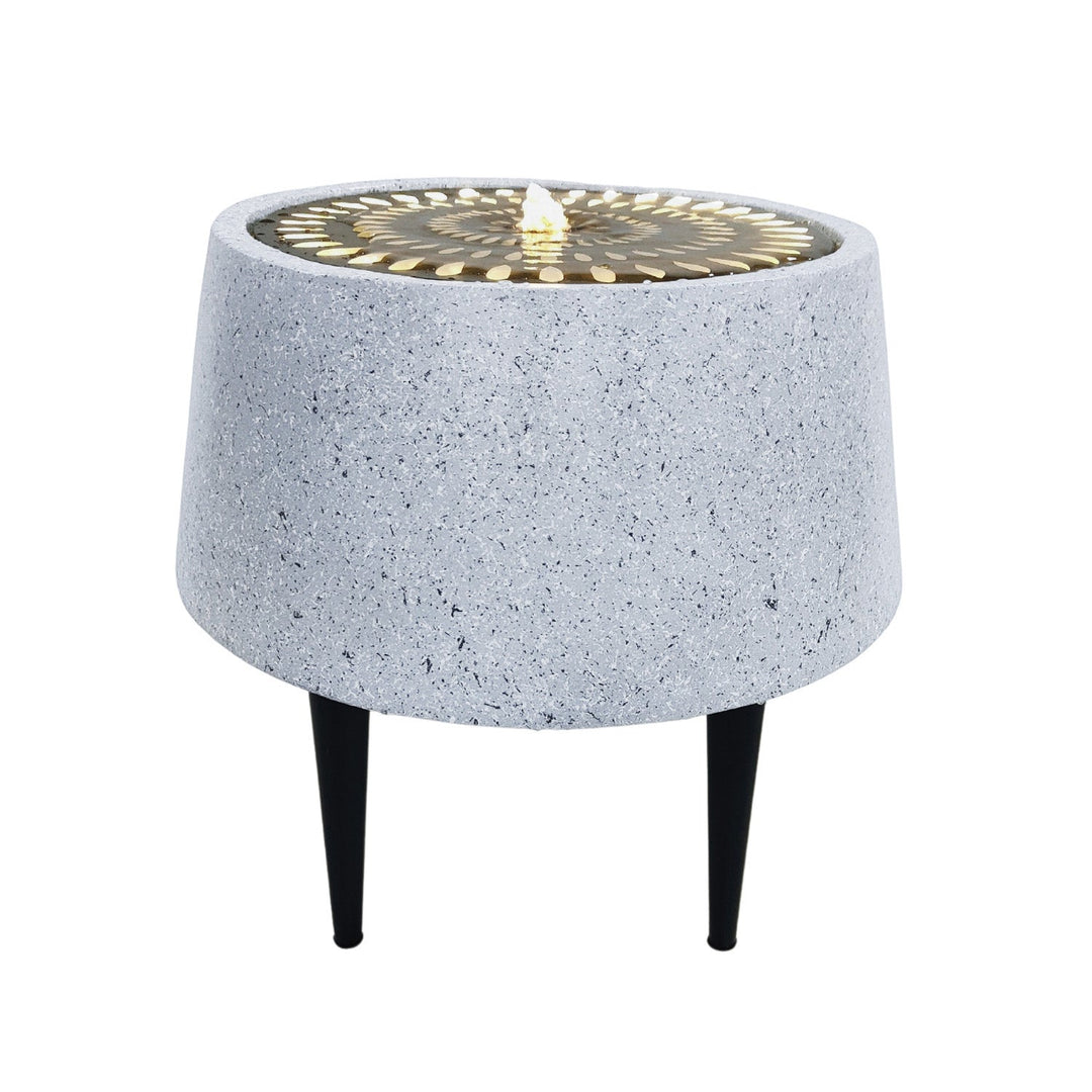 Solis Water Feature on Stand with Light Display in Terrazzo & Brass